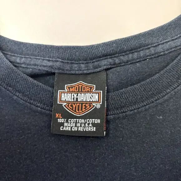Vintage Harley Davidson Long Sleeve T Shirt Large Black Blue Flame Hits Rare - Picture 4 of 7